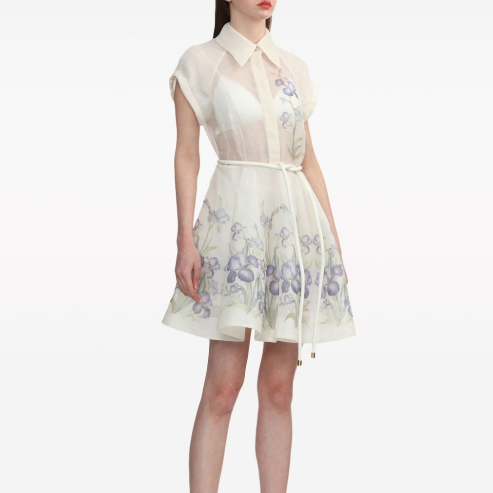 Zimmermann Cream and Purple Floral Mini Dress